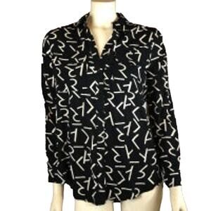 NWT Milk & Honey black & cream Abstract blouse size small